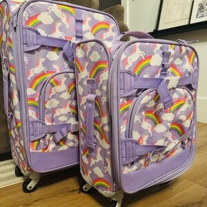 Pottery Barn Kids Lavender Unicorn & Rainbow Luggage Set